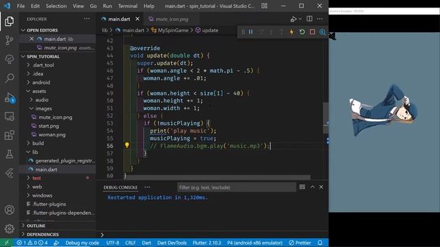 Elena 3 - Flutter Games - Spin and Scale Sprites with Flame - background music