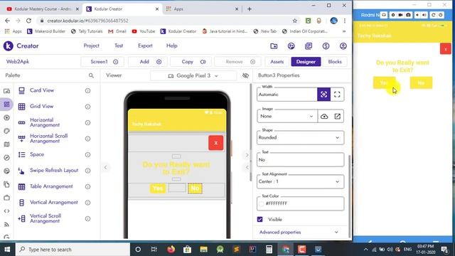 #7 Creating Exit confirmation notifier in Android App in Kodular | Kodular Mastery: Tutorial #7