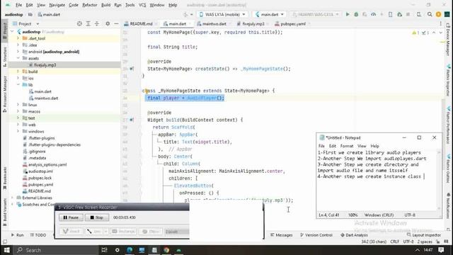 how to add sound in flutter | flutter app development | android studio tutorial