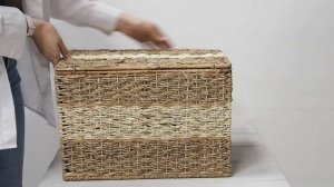 Короб плетеный с крышкой на каркасе (размер L) - #00499