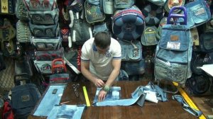 DIY Bag Jeans Fantasy Крой джинсов подкладки на сумку для тележки своими руками. Джинсовая Фантазия