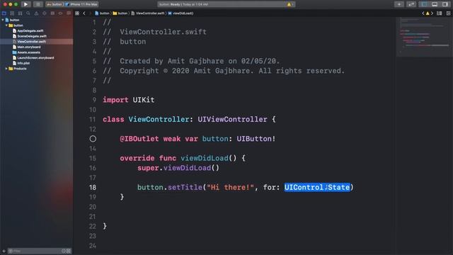 Swift Tutorial - Custom UIButton (Swift 5 : Xcode 11) | Creating  a UIButton With Rounded Corners