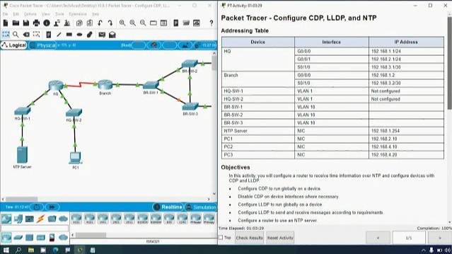 10.8.1 Packet Tracer - Configure CDP, LLDP, and NTP смотреть онлайн