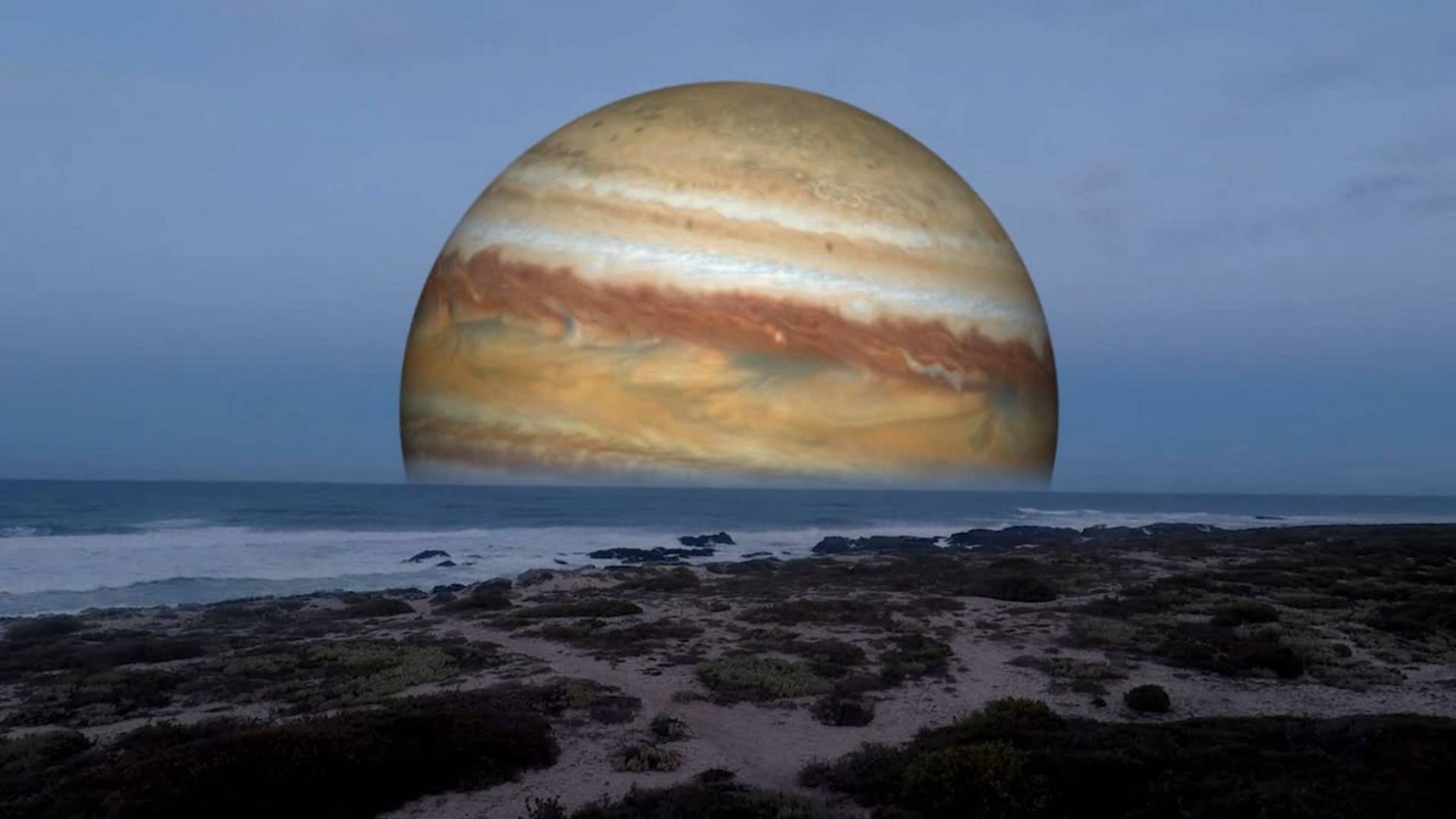 Если бы вместо Луны из-за горизонта поднялся Юпитер - как могло выглядеть небо смотреть онлайн