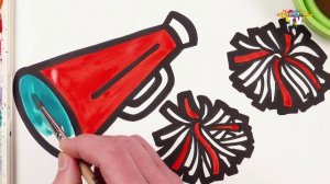 Рисование, раскрашивание и раскраска болельщиц с набором Pom Megaphone