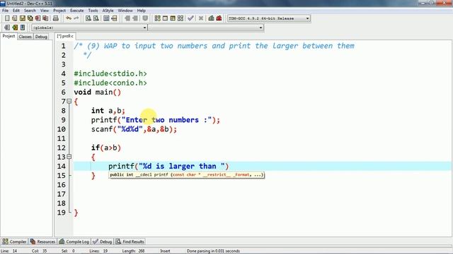 #10 - If Else concept - Larger Between two Numbers - C Language - DevC/C++