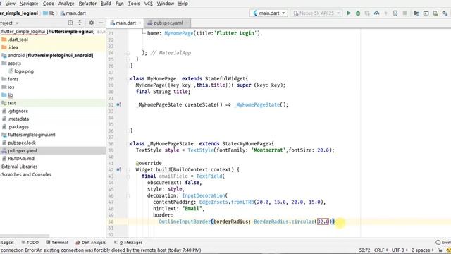 Login ui In Flutter Android Studio(Basic Login Screen Design using Flutter)#flutter
