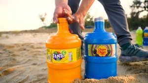 Большое извержение зубной пасты - Giant Mirinda, Mtn Dew, Fanta, Pepsi, Schweppes, Cola vs Mentos
