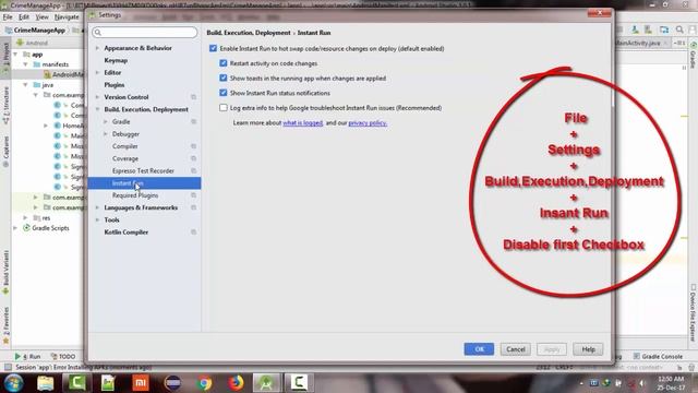 Uninstall android app in android studio re install
