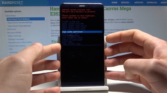 MICROMAX Canvas Mega Wipe Cache Partition / Reset Cache Files