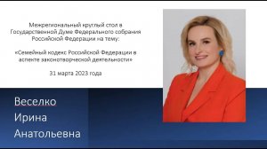 Выступление Веселко И.А. на межрегиональном круглом столе в ГД ФС РФ