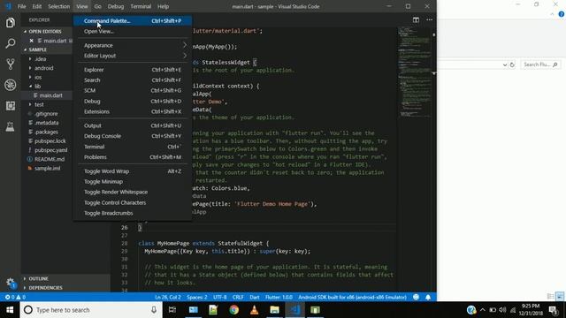 3.Create and Run First Flutter Project | Flutter Tamil Tutorial | techashonline