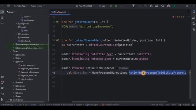 Notes App (MVVM + ROOM Database) in Android Studio using Kotlin | Part 3: Adapter & ViewModel