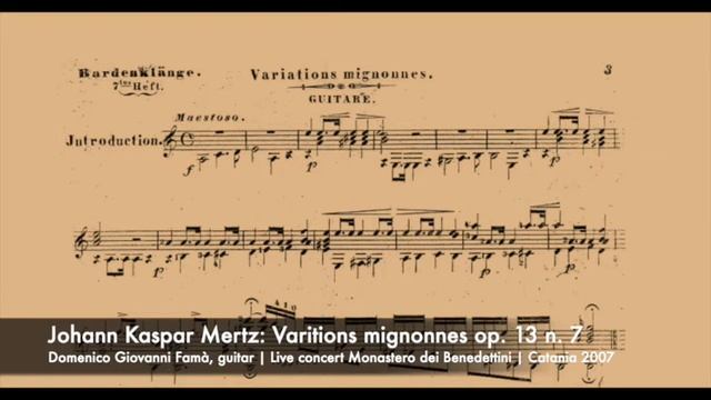 Johann Kaspar Mertz: Variations mignonnes op. 13 n. 7 (live) смотреть онлайн