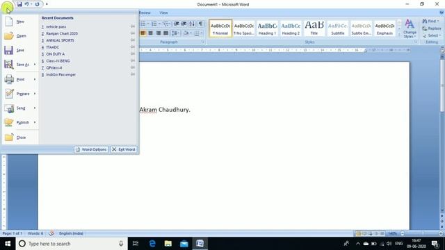 How to open Microsoft Office Word 2007 and save a file in bengali ...