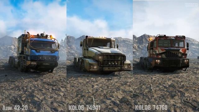 Heavy Trucks Battle (Russian Side) - AZOV 42-20 vs KOLOB 74941 vs KOLOB 74760 | SnowRunner