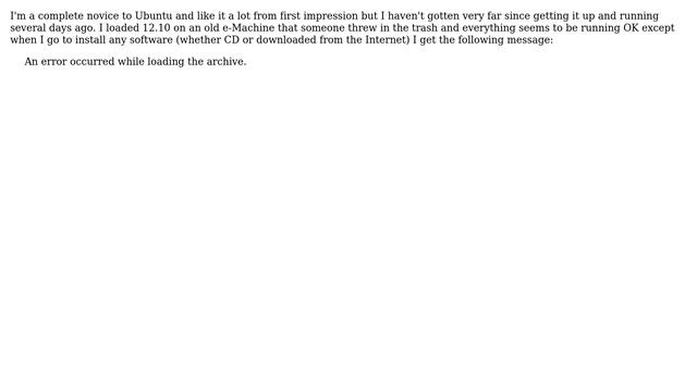 Error while installing applications - "An error occurred while loading the archive." смотреть онлайн