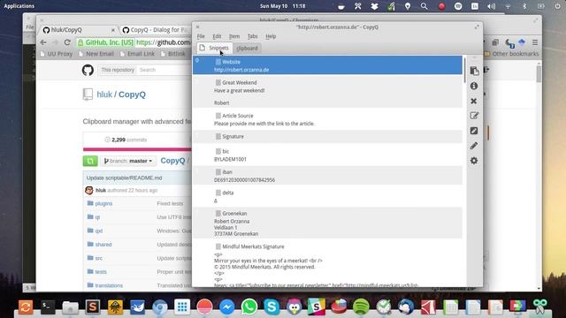 CopyQ text snippet manager