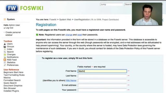 Foswiki Tutorial - How to create a new user