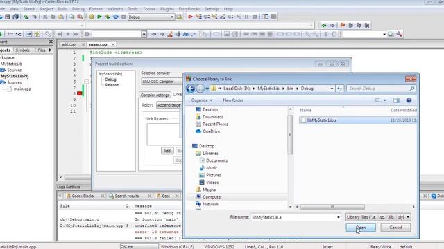 Creating Static Library in C++ using CodeBlock смотреть онлайн