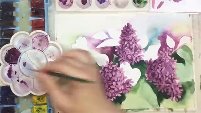 «Цветы. Сирень и бабочка» как нарисовать АКВАРЕЛЬ| Сезон 3-3 |Мастер-класс ДЕМО