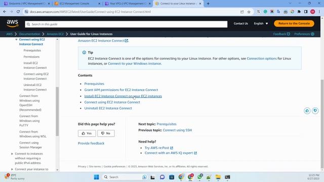 How we can login Linux instance from local machine to EC2 instance Using Endpoint