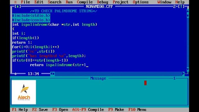 Program for Palindrome String in C| C Program to check whether a string is palindrome or not