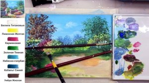 Розовый куст в саду. Как нарисовать пейзаж АКРИЛ! Сезон 9-11 | Мастер-класс ДЕМО