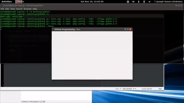 Creating a simple GUI programm with C++ and GTKMM with a Button