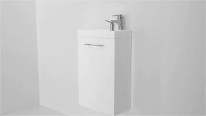 Комплект CERSANIT (5в1): тумба LARA 40, раковина MODUO 40, смеситель CARI, сифон и дозатор.