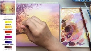 Цапли. Закат. Как нарисовать пейзаж АКРИЛ! Сезон 6-12 | Мастер-класс ДЕМО