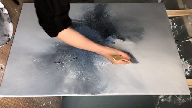 Abstract Acrylic Painting Tutorial on How to Paint Storm Clouds + Plastic Wrap Texture Techniques