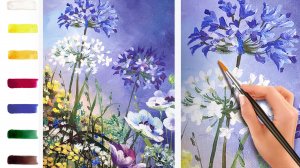Аллиум и травы. Как нарисовать цветы АКРИЛ! Мастер-класс ДЕМО