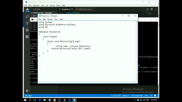 Dotnet core : Your first web application hosted by Kestrel from command prompt : Beginner Part 2