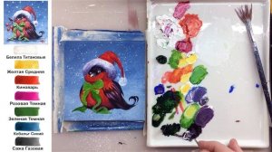 Новогодняя птичка. Открытка. Как нарисовать АКРИЛ! Сезон 8-19 | Мастер-класс ДЕМО