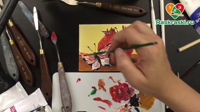 «Фрукты и бабочка. Гранат. Яблоко» как нарисовать АКРИЛ | Сезон 1-4 |Мастер-класс смотреть онлайн