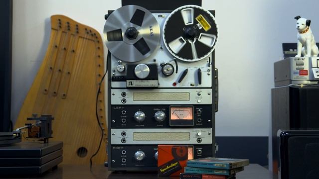 AKAI M-6 катушечный ламповый стерео магнитофон-приставка. 1961 год. 9,5; 19 и 38 см/сек.