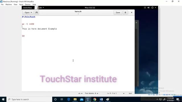 Here Document in Shell Scripting #bash #shellscripting #touchstarinstitute #shellprogramming