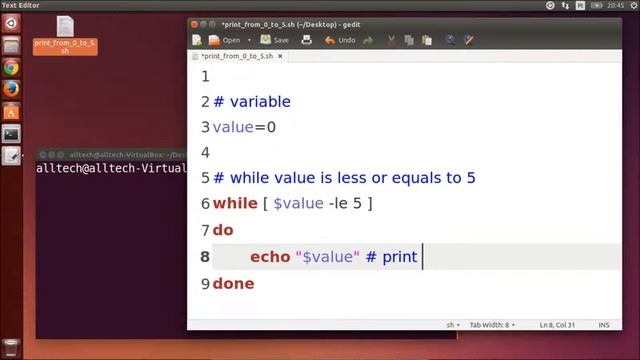 print 0 to 5 - bash shell смотреть онлайн