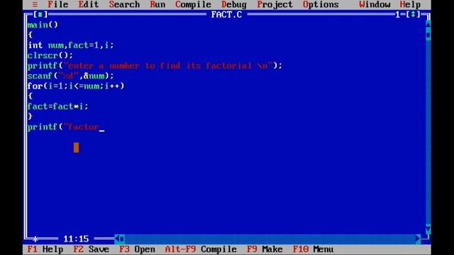 find factorial of a number in c programming language
