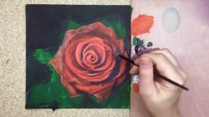 «Цветы.Красная роза» как нарисовать. ЛЕССИРОВКААКРИЛ | Сезон 2-8 |Мастер-класс ДЕМО