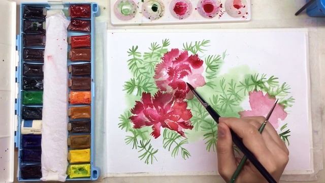 «Цветы. Гвоздика» как нарисовать АКВАРЕЛЬ | Сезон 2-10 |Мастер-класс для начинающих смотреть онлайн