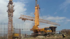 Монтаж башенного крана Liebherr 112. ГП автокрана Liebherr 70 тонн.Одесса,30 Жемчужина,KADORR GROUP