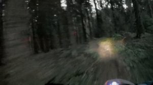 Ночная эндуро покатушка в лесу, очень темно.