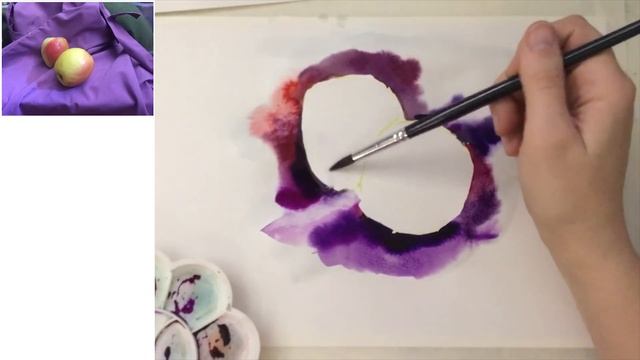 Школа рисования АНУРИСУЙ! 2 неделя. ЖИВОПИСЬ! Пишем два яблока акварелью. ЦВЕТ. АКВАРЕЛЬ смотреть онлайн