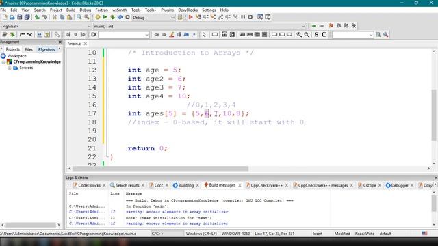C Programming Tutorial for Beginners 20 - One dimensional array in C