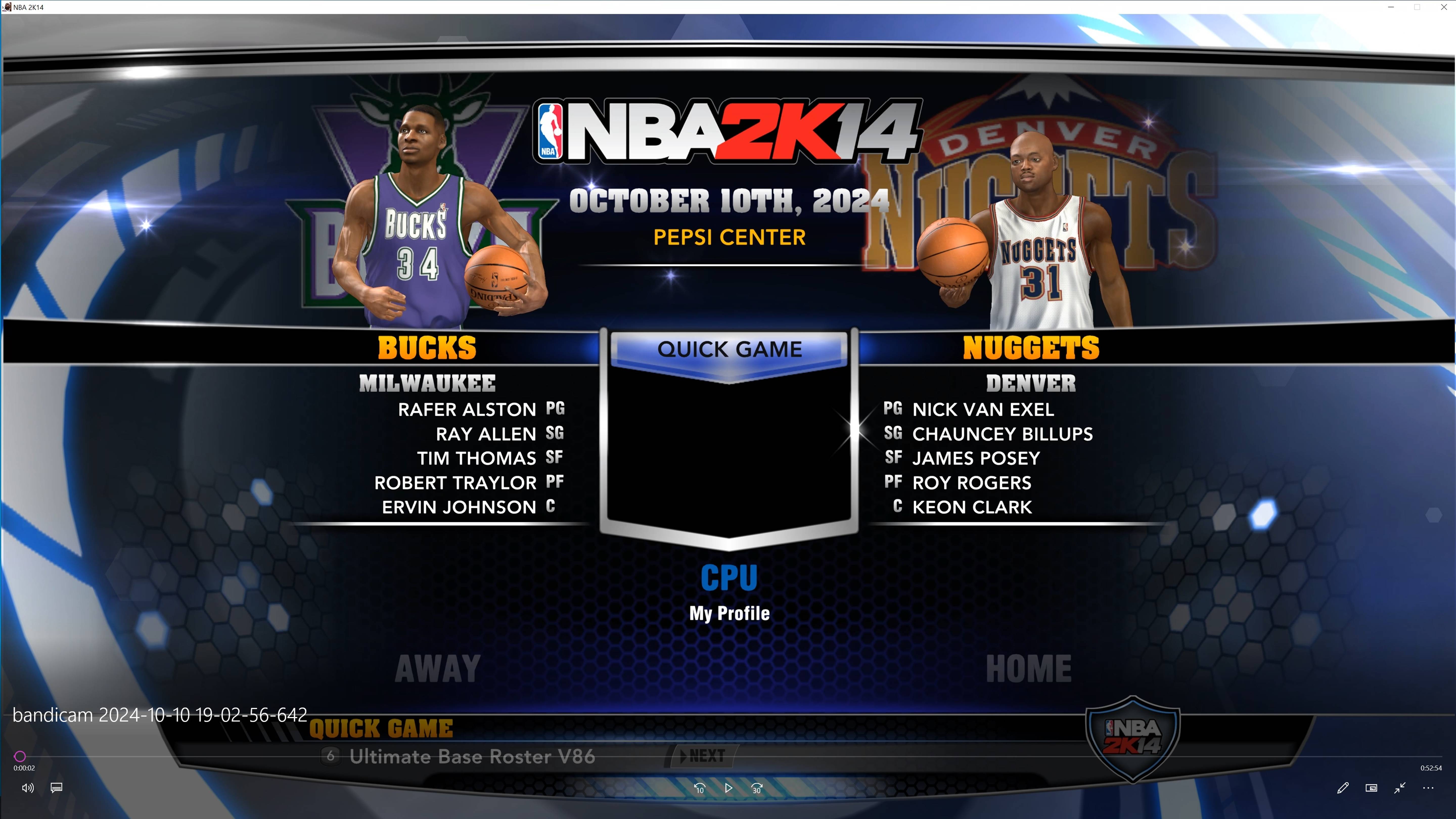 NBA 2k14 Сезон 1999 - 2000 седьмой тур Milwaukee BUCKS - Denver NUGGETS