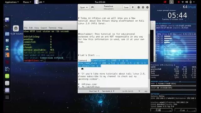 KAli Linux 2 0 Tutorials Dos Attack Using Slowhttptest