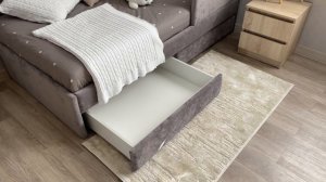 Кровать мягкая уголок в сером цвете