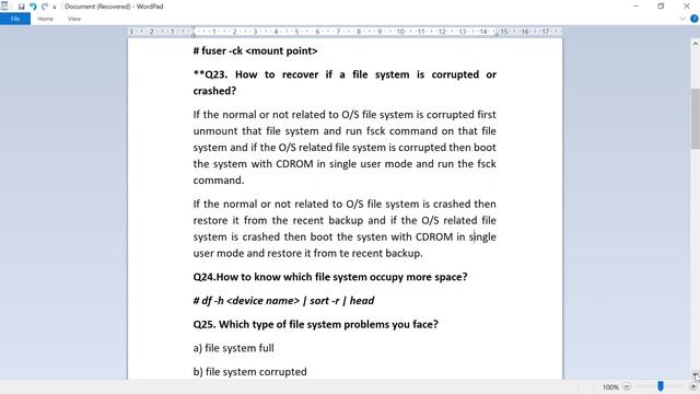 Red Hat Linux 6/7 Ques and ans /Managing Partitions and File Systems Q&A 21 to26/Jyothi IT Solution